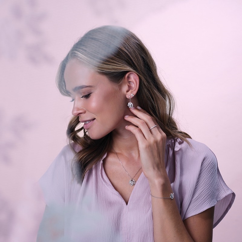 Joanli nor SANDRANOR øreringe rosevedhæng sølv model